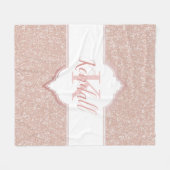 Roze Glitter Monogram Throw Blanket Fleece Deken (Voorkant (Horizontaal))
