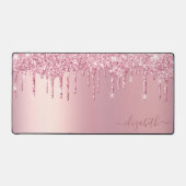 Roze Glitter Monogrammed Bureaumat (Voorkant)