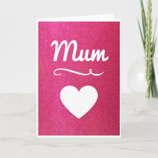 Roze Glitter Mum Kaart (Voorkant)