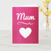 Roze Glitter Mum Kaart (Gele Bloem)