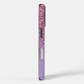 Roze glitter, naam en monogram, Girly Case-Mate iPhone Case (Achterkant / Rechts)