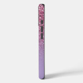 Roze glitter, naam en monogram, Girly Case-Mate iPhone Case (Achterkant / Links)