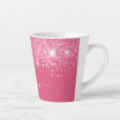 Roze glitter-naamscript stijlvol giro latte mok (Rechts)