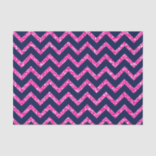 Roze glitter & Navy Blue Chevron Zigzag Pattern Tissuepapier