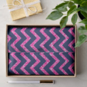 Roze glitter & Navy Blue Chevron Zigzag Pattern Tissuepapier (Geschenk)
