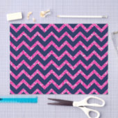 Roze glitter & Navy Blue Chevron Zigzag Pattern Tissuepapier (Craft)