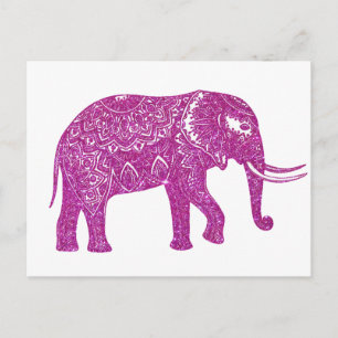 Roze glitter olifant briefkaart
