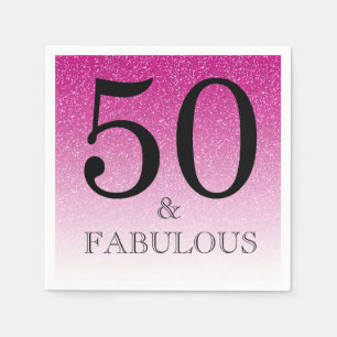 Roze Glitter Ombre 50 en Fabulous 50ste Verjaardag Servet
