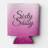 Roze Glitter Ombre 60 en Sassy 60e Verjaardag Blikjeskoeler (Voorkant)
