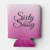 Roze Glitter Ombre 60 en Sassy 60e Verjaardag Blikjeskoeler (Achterkant)