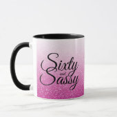 Roze Glitter Ombre 60 en Sassy 60th Birthday Mok (Links)
