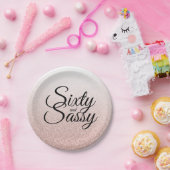 Roze Glitter Ombre 60 en Sassy 60th Birthday Papieren Bordje (Feest)