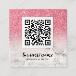 Roze Glitter Ombre Cursive QR CODE sociaal pictogr Vierkante Visitekaartje