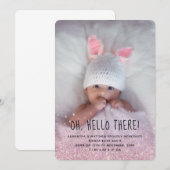 Roze Glitter Ombre Foto geboortedatum Kaart (Voorkant / Achterkant)