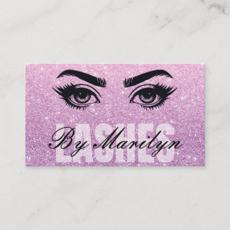 Roze Glitter Ombre Lash Tech QR-code scanbaar Visitekaartje