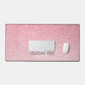 Roze Glitter Ombre Monogrammed Girly Bureaumat (Keyboard & Muis)