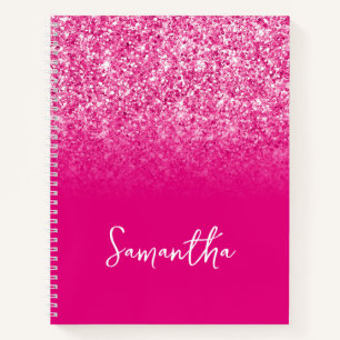 Roze Glitter Ombre Naam Notitieboek