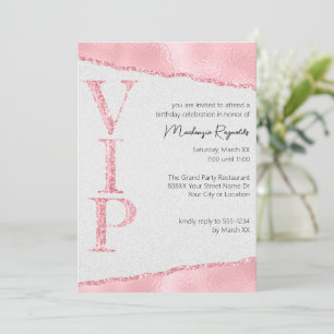 Roze glitter op satijnen glamoureuze VIP-feest Kaart