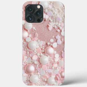 Roze Glitter Parel Glam Bling iPhone 13 Pro Max Hoesje