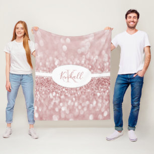 Roze glitter Personaliseert bruin Fleece Deken
