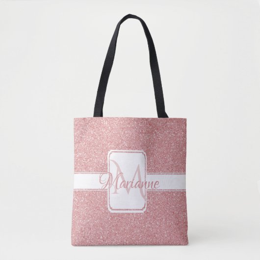 Roze Glitter Personalized Canvas tas (Voorkant)