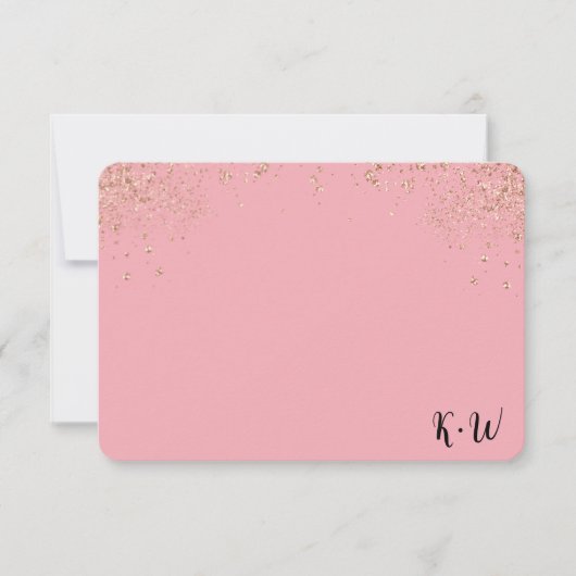 Roze Glitter Personalized Monogram Note Cards Bedankkaart (Voorkant)