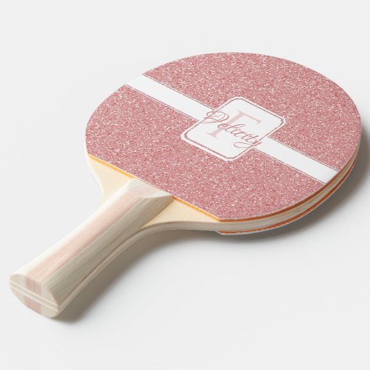 Roze Glitter Personalized Ping Pong Paddle Tafeltennisbatje (Voorkant Gekanteld)