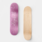 Roze glitter Personalized Skateboard uitlijnen (Voorkant)