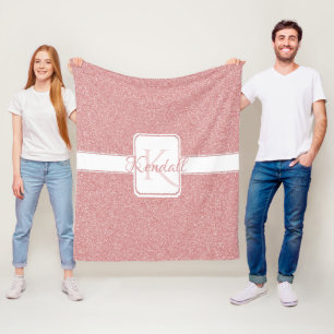 Roze Glitter Personalized Throw Blanket Fleece Deken