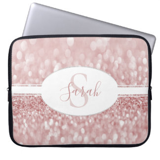 Roze glitter persoonlijke laptophoes laptop sleeve