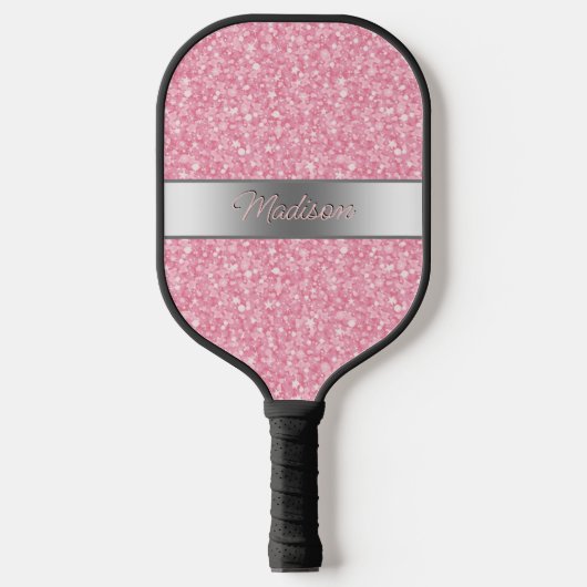 Roze glitter pickleball paddle (Voorkant)