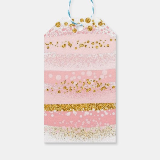 Roze Glitter Pompoen Meisje Baby shower Dank u Cadeaulabel (Achterkant)