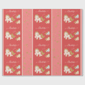 Roze Glitter Ponies met voornaam Little Girl Cadeaupapier (Vlak)
