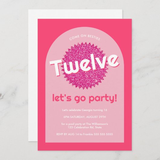 Roze Glitter Poolside Elke leeftijd Tiener Heet Ro Kaart (Voorkant / Achterkant)