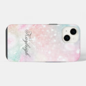 Roze Glitter Pretty Bokeh Patroon iPhone Hoesje (Achterkant horizontaal)