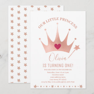 Roze Glitter Prinsessen Kroon Aquarel Verjaardag  Kaart