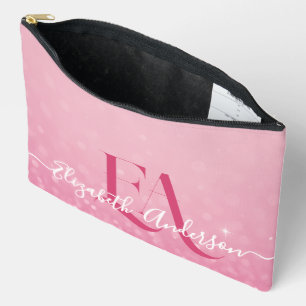 Roze Glitter Print Cut Naaizak met Initialen Etui