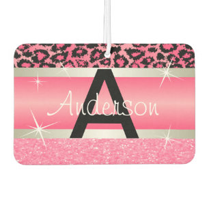 Roze Glitter Print & Leopard Animal   Personaliser Luchtverfrisser