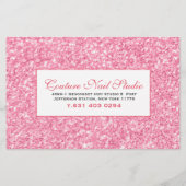 Roze Glitter Print Nagels Menu Lijst (Achterkant)