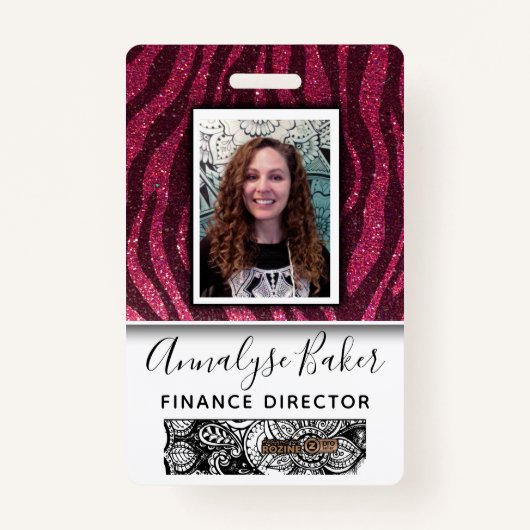 Roze Glitter Professional CNA Zuster Fotonaam Badge (Voorkant)
