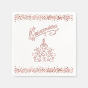 Roze Glitter Quinceañera Kroon Servet