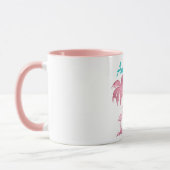 Roze Glitter Retro Flamingo en Palmbomen Mok (Links)