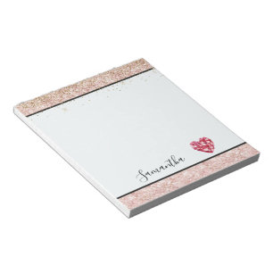 Roze Glitter Rode Rozenblaadjes Hart Notitieblok