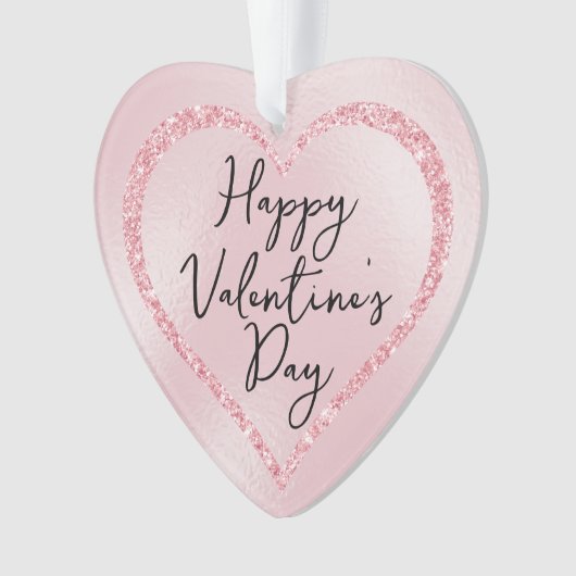 Roze Glitter Romantisch Script Valentijnsdag Ornament (voorkant)