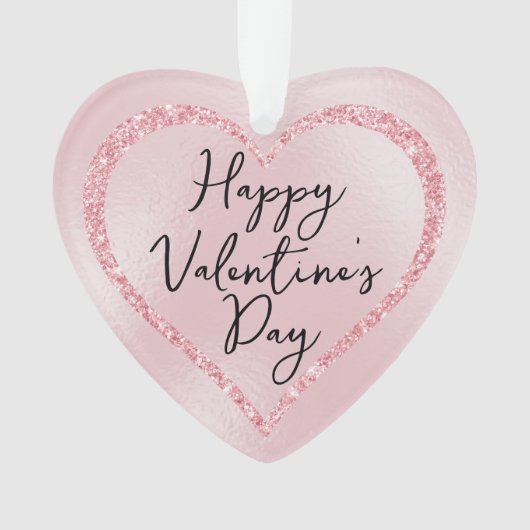 Roze Glitter Romantisch Script Valentijnsdag Ornament (voorkant)