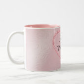 Roze Glitter Romantisch Script Valentijnsdag Tweekleurige Koffiemok (Links)