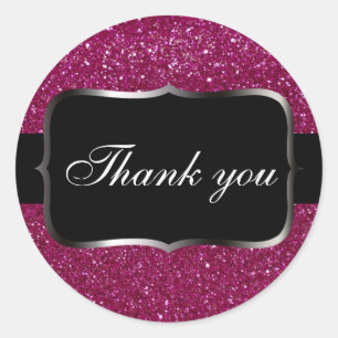 Roze glitter ronde sticker