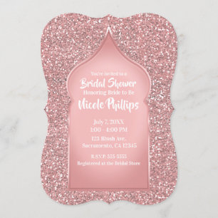 Roze Glitter Roze Goud Glam Bruiloft Feest Kaart