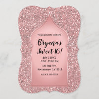 Roze Glitter Roze Goud Glam Chic Verjaardagsfeestj
