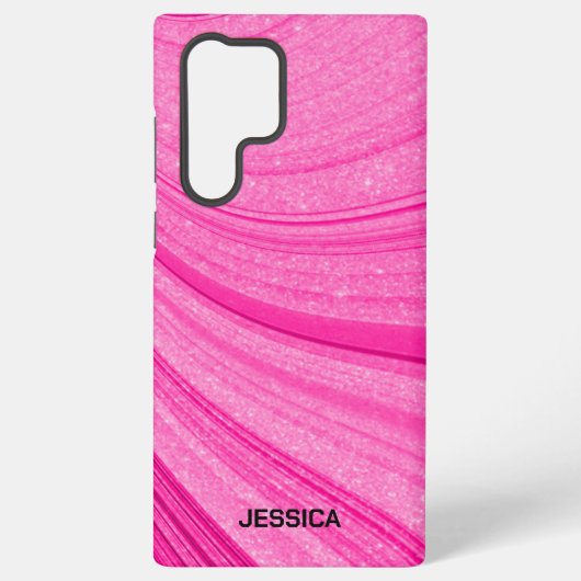 Roze glitter samsung galaxy hoesje (Achterkant)